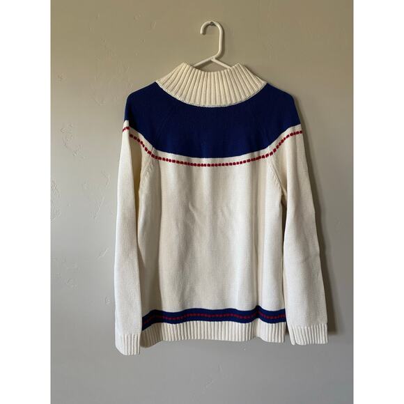 NWT Talbots Nordic Floral Embroidered 100% Cotton Mock Neck Zip Cardigan- Size L - Picture 6 of 6